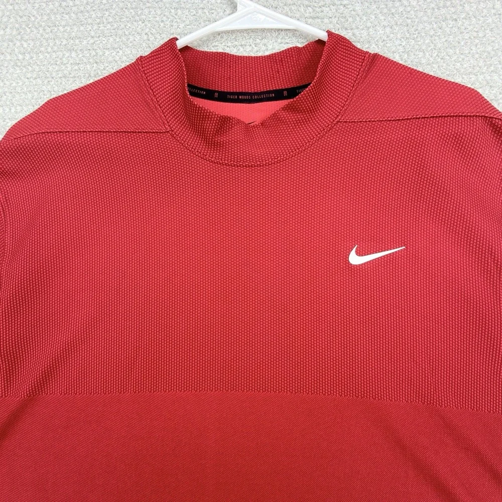 Nike Tiger Woods Golf Shirt Mens XXL Sunday Red Dri-FIT Mock Neck CU9526-677